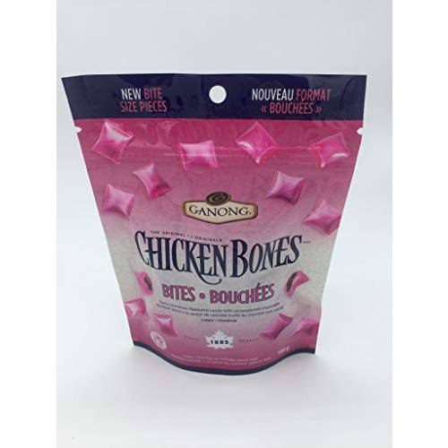 Ganong Chicken Bones Bites - Bite Size Pieces of Cinnamon Flavoured Candy with Unsweetened Chocolate 180g {Imported from Canada}
