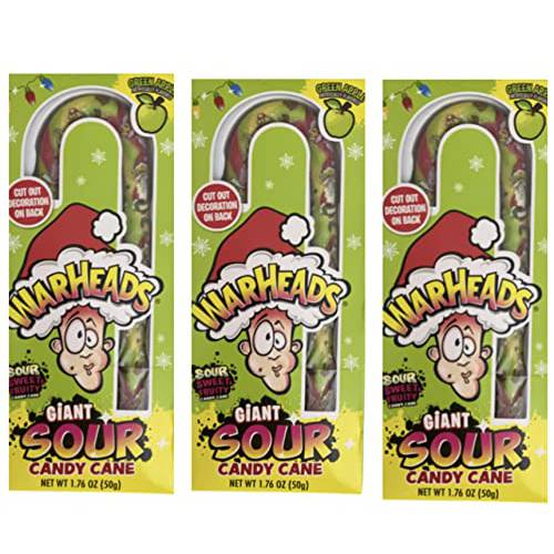Warheads Giant Sour Candy Cane 1.76 oz. (Pack of 3)