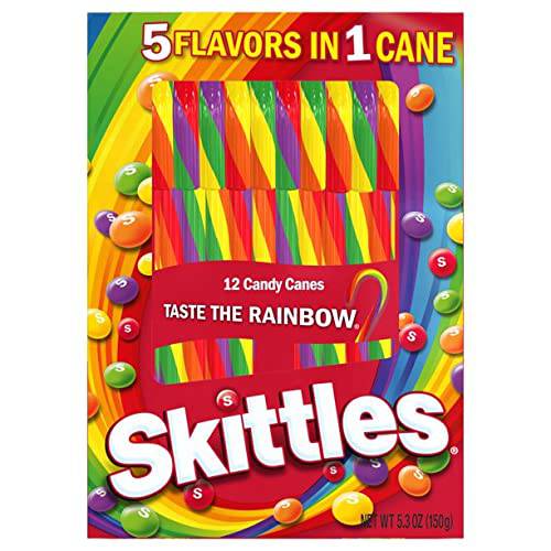 Spangler Candy Skittles Rainbow Candy Canes, 12 Count (5.3oz)