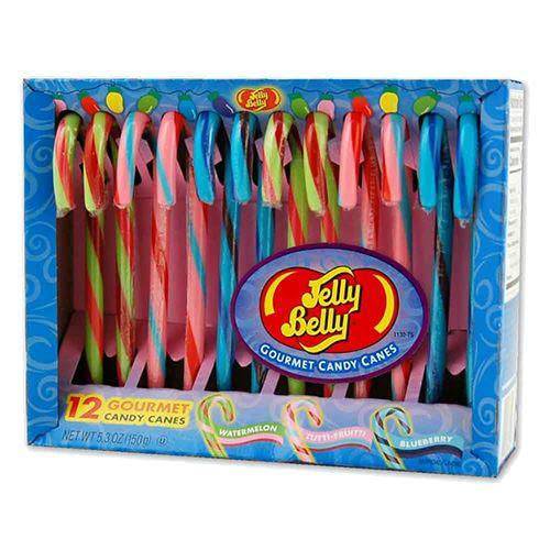 Jelly Belly Watermelon, Tutti-Frutti & Blueberry Gourmet Candy Canes - Box of 12