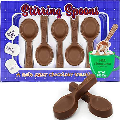 Christmas Chocolate Stirring Spoons Holiday Treats, Milk Chocolaty ’n Smooth, Hot Chocolate Spoons Pop Party Bag Fillers, Kosher Certified Dairy, 3oz Chocolate (Single)