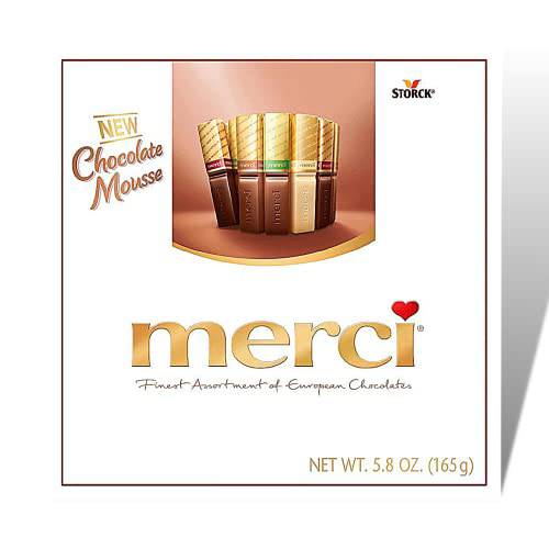 Storck USA LP Merci Chocolate Finest Assortment European Mousse, White, Milk, and Dark Chocolates, Individually Wrapped Candies Christmas Stocking Stuffer, 5.8 Ounces, 5.8 Ounce (Pack of 1)