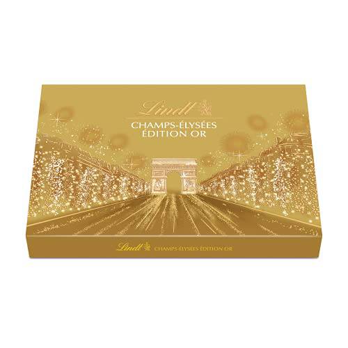 Lindt Champs Elysées Chocolate Box Gourmet Milk and Dark Chocolate Assortment 44 Chocolates 16.5oz Gold Box