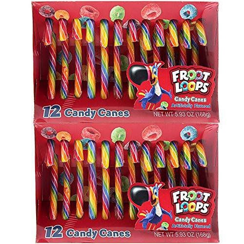 Froot Loops Candy Canes, Limited Edition Fruit Flavored Stocking Stuffers, 5.93 Ounces, 2 Boxes