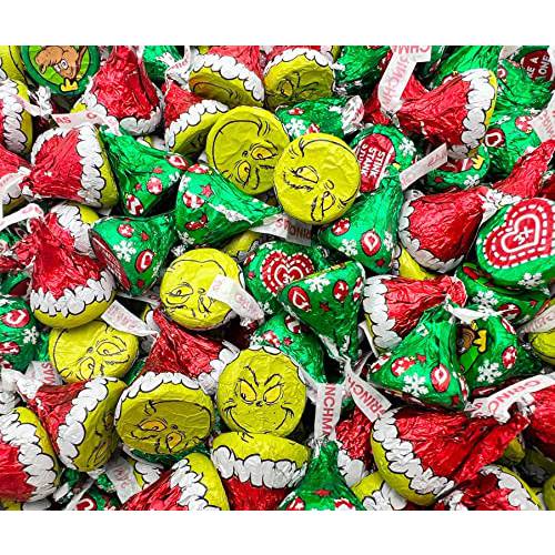 HERSHEY’S KISSES Holiday Milk Chocolate Grinch Foil Candy, 2 Pound Bag