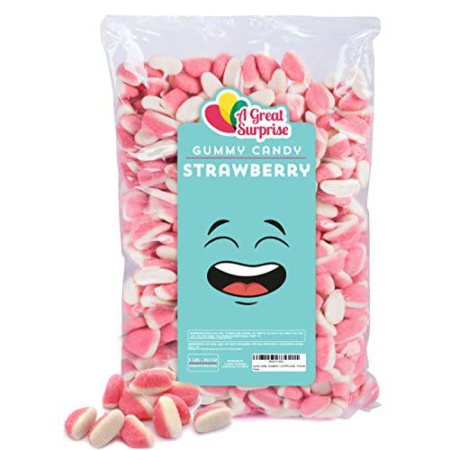 Gummy Candy - Strawberry Candy - Pink Candy - Strawberry Puffs Candy - 5 Pounds