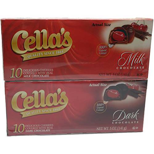 Cella’s Chocolate Covered Cherries, Milk and Dark, 10 Ct (Variety Pack of 2)