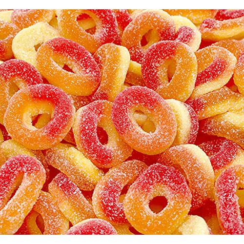 Funtasty Peach Rings Soft Gummy Candy, Sour and Sweet - Bulk Pack 1 Lb