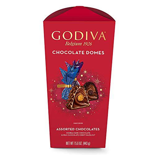 Godiva Belgium 1926 Chocolate Domes - Assorted Chocolates Dark Double Chocolate & Milk Crispy Hazelnut, 4.3 oz/124 g