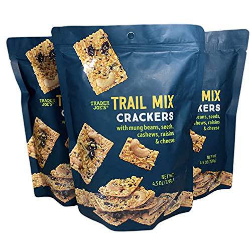 Trader Joe’s Trail Mix Crackers With Mung Beans, Seeds, Cashews, Raisins & Cheese (Pack of 3)