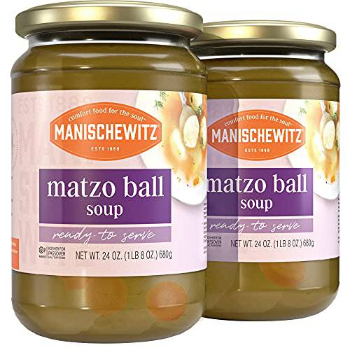 Manischewitz Matzo Ball Soup, Kosher For Passover, 24 Ounce Jar (Pack of 2, Total of 48 Oz)