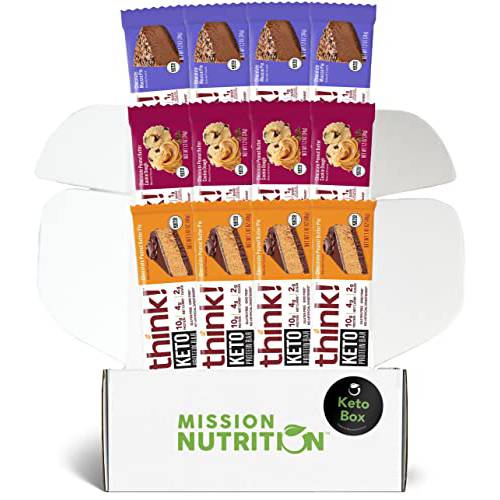 Think Keto Protein Bars, Low Carb, Low Sugar - Keto Snack Box - Variety (Pack of 12)
