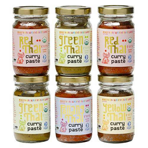 6 Pack Variety of Curry Pastes ORGANIC. VEGAN. DAIRY FREE. SUGAR FREE. KETO FRIENDLY. MADE IN THAILAND. | case of 6 x 4.23 oz glass jars