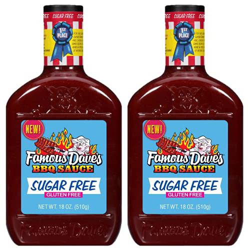 Famous Dave’s Sugar Free BBQ Sauce, 18 Ounce Pack of 2, No High Fructose Corn Syrup, Sugar Free, Keto and Paleo Friendly
