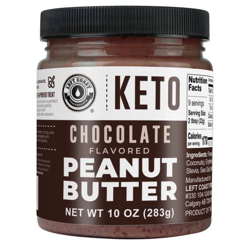 Keto Chocolate Peanut Butter Spread with MCT Oil and real Cocoa (Dark Chocolate). Vegan, Low Carb, No Added Sugar, Dairy & Lactose Free, Ketogenic Gourmet Peanut Butter Fat Bomb, 10 oz
