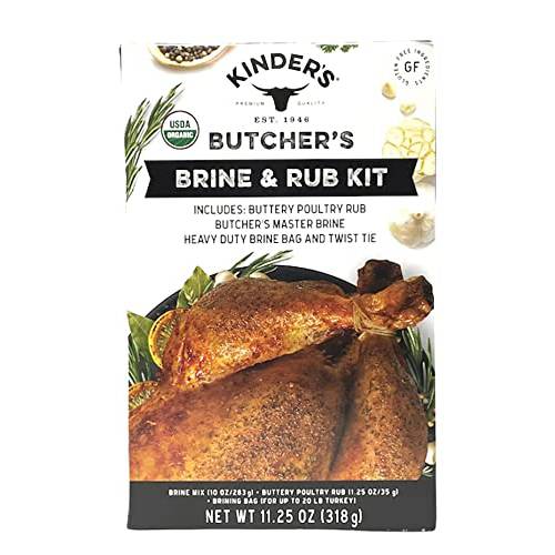 Kinder’s Butcher’s Organic Turkey Brine and Rub Kit with Brining Bag, 11.25-ounces, Gluten Free, USDA Organic, Kosher