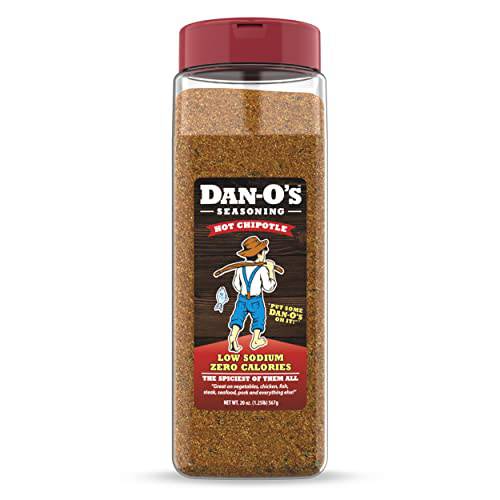 Dan-O’s Hot Chipotle Seasoning | All Natural | Sugar Free | Keto | All Purpose Seasonings | Vegetable Seasoning | Meat Seasoning | Low Sodium Seasoning | Cooking Spices |1 Pack (20 Ounce)