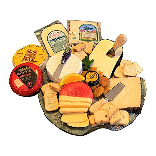 GiftWorld Imported Cheese Gift Basket - Delicious Cheese Sampler with Lindt LINDOR Chocolate Truffles - Food Gift Box with Knife | Food Gifts - Birthdays, Congratulations Gifts, Sympathy, Thinking of you and Business Gifts