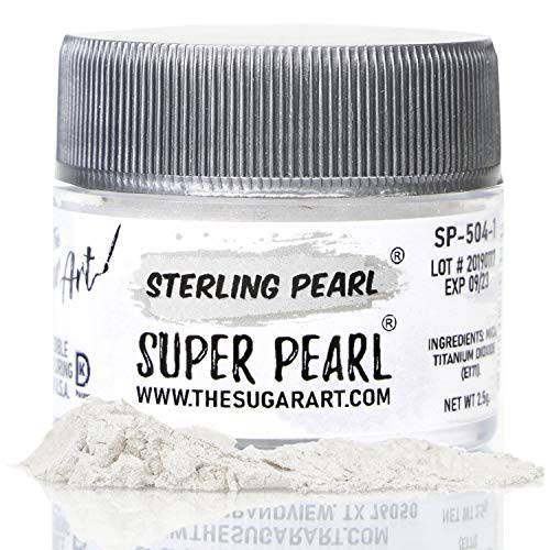 The Sugar Art - Sterling Pearl - Edible Shimmer Powder For Decorating Cakes, Cupcakes, Cake Pops, & More - Dust on Shine & Luster to Sweets - Kosher, Food-Grade Coloring - Super Pearl - 2.5 grams