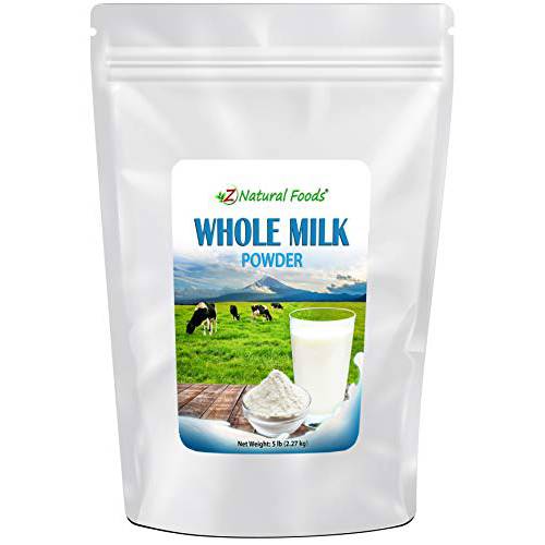 Powdered Whole Milk - 5 lb Bulk Size - Dry Milk Powder - Dried For Emergency Long Term Food Storage - Great For Cooking, Baking, Cereal, Coffee, & Tea - Non GMO & Gluten Free