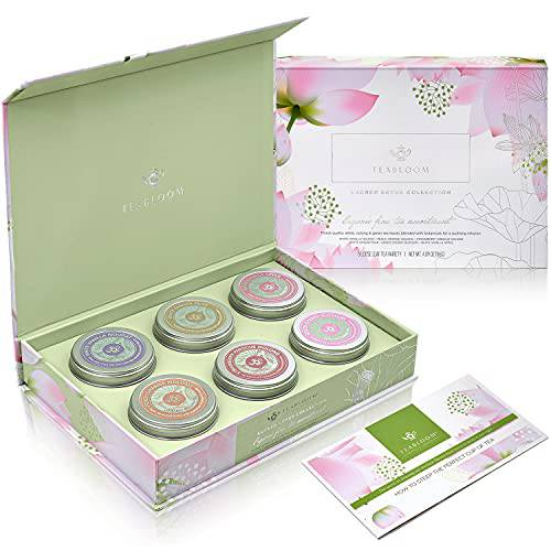 Teabloom Sacred Lotus Certified Organic Tea Collection - Curated Assortment of White, Oolong, and Green Loose Leaf Teas Blended with Fruits and Botanicals