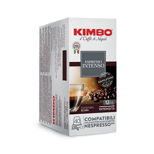Kimbo Espresso Intenso Single Serve Compatible Coffee Capsules - Blended and Roasted in Italy - A Dark Roast with a Lingering Dark Chocolate Flavor - 40 Count
