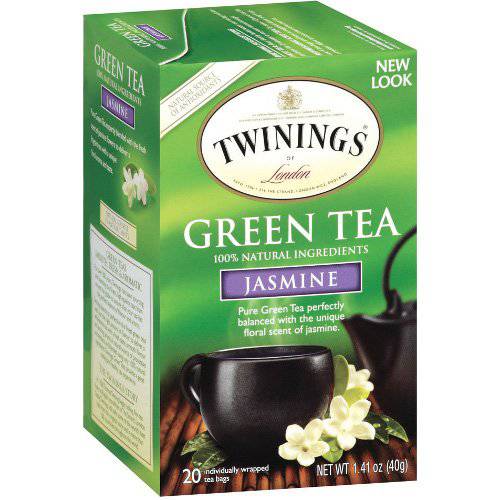 Twinings of London Tea, Green Tea, Jasmine, 100% Natural Ingredients, 20 Tea Bags (Pack of 2 - 40 Bags Total)