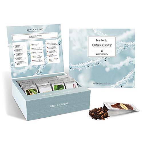 Tea Forte Winter Tea Gift Set, Assorted Loose Leaf Teas, Single Steeps Tea Chest Gift Box, Winter Spiced Tea Variety Pack