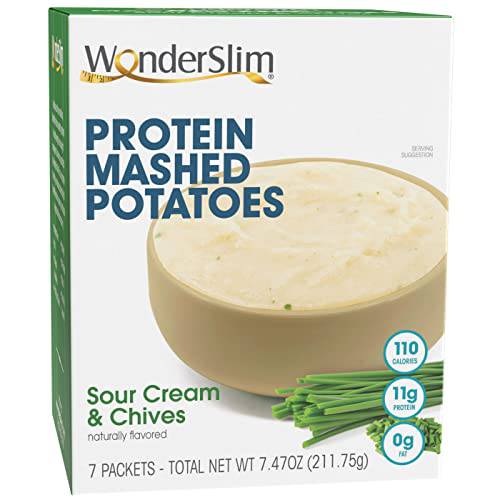 WonderSlim Instant Mashed Potatoes, Sour Cream & Chives - 11g Protein, 3g Fiber, 0g Fat (7ct)