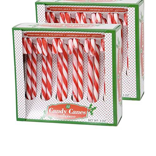Candy Canes Peppermint ( Red & White) Gift Set | 12 Pieces Per Box - 2 Pack | Individually Wrapped | Includes To & From Gift Tags (Red), 12 Count (Pack of 2)
