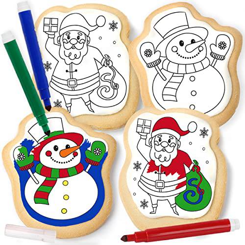 Snowmen Winter Cookie decorating Kit 4 Cookies + 4 Edible Markers