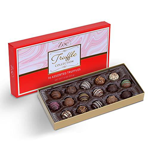 CRAVINGS BY ZOE Chocolate Truffles | Valentine’s Day Chocolate Gift Box Red Gourmet Chocolate Delicious Milk Chocolate, Dark Chocolate and White Chocolate Flavors with 16 Assorted Toppings - 7.5 oz, 16 Count