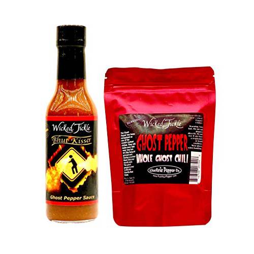 Ghost Pepper Hot Sauce 7 Whole Ghost Peppers Wicked Tickle Bhut Kisser Very Hot