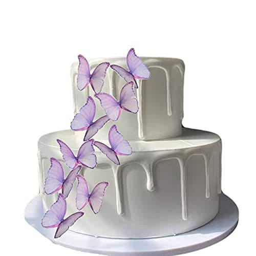 Weraru 48Pcs Edible Wafer Paper Butterflies Cupcake Topper Purple Cake Decorations …