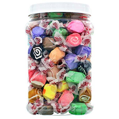 Taffy Town Salt Water Taffy - 15 Flavors of Saltwater Taffies in Gift Ready Reusable Square Grip Jar (15 Flavor Mix, Large)