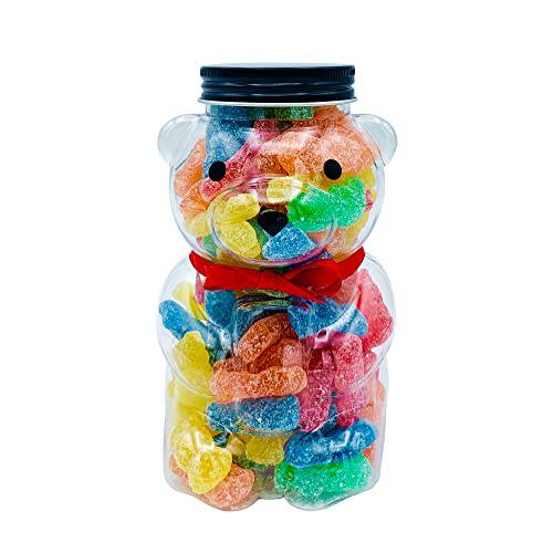 Luxury-Gourmet-Sweets Gummy Bears Jar - Candy Gift-Ready Plastic Jar, Stuffed With Sour Gummies Candy - 1 LB Gummie Candies In Bear Shaped Container With Stunning Red Bow - Assorted Gummy Candy, Candy Gift For All Occasions. (Sour Gummies)