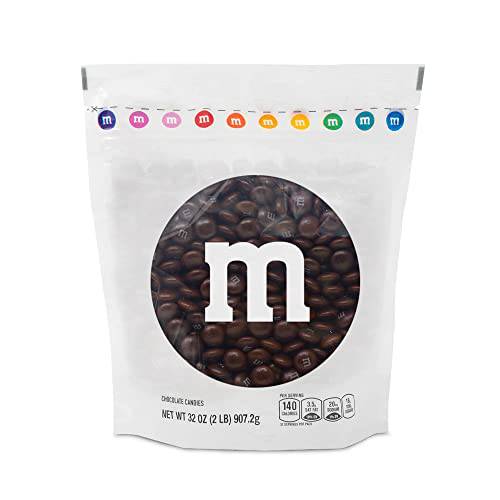 M&M’S Milk Chocolate Brown Bulk Candy in Resealable Pack for Buffet, Birthday Parties, Theme Meetings, Tasty Snacks for DIY Party, Edible Decor and Fun Snacks