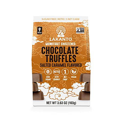 Lakanto Sugar Free Chocolate Truffles - Sweetened with Monk Fruit, Keto Diet Friendly, Vegan, 1 Net Carb, Creamy, Smooth, Delicious (Salted Caramel - Pack of 1)