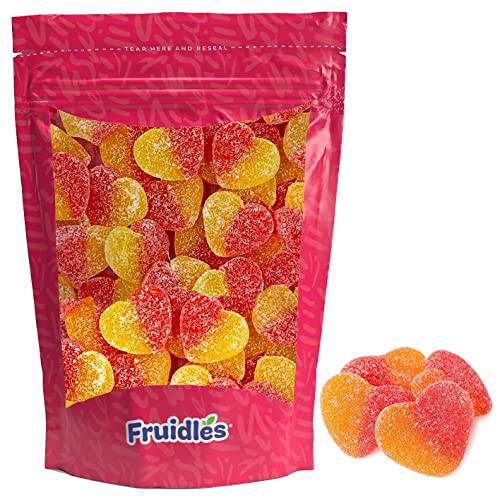 Valentine’s Candy Peach Gummi Hearts Candy, Valentine’s Day Gummy, Delicious Fruit Flavors Gummies, Party Favor (1 Pound)