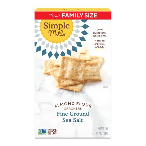 Simple Mills Almond Flour Crackers, Family Size, Fine Ground Sea Salt - Gluten Free, Vegan, Healthy Snacks, 7 Ounce (Pack of 1)