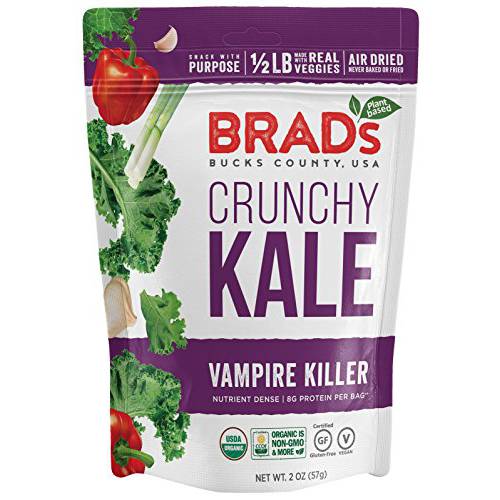 Brad’s Plant Based Organic Crunchy Kale, Vampire Killer, 3 Bags, 6 Servings Total