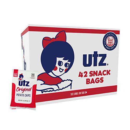 Utz Original 1 Oz Bags, 42 Count â€“ Crispy Potato Chips Made from Fresh Potatoes, Crunchy Individual Snacks to Go, Cholesterol Free, Trans-Fat Free, Gluten Free Snacks