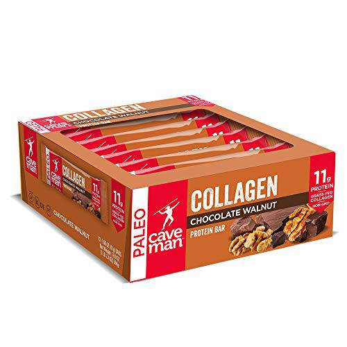 Caveman Foods Collagen Chocolate Walnut Protein Bar, 12 Count