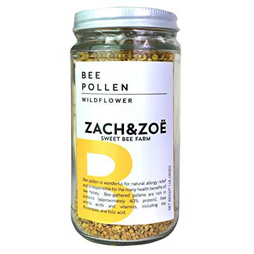 Wildflower Bee Pollen by Zach & Zoe Sweet Bee Farm – (1) 8 Ounce Jar – Pure Farm Raised Superfood, Packed with Powerful Anti-oxidants, Amino Acids, Enzymes, and Vitamins