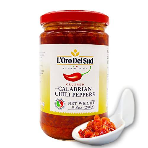 Crushed Calabrian Chili Peppers Paste, 9.8 oz (280 g) Spread, Chopped, Grown and Packed in Calabria Italy, Authentic Italian, Spicy and Savory Taste, L’Oro Del Sud