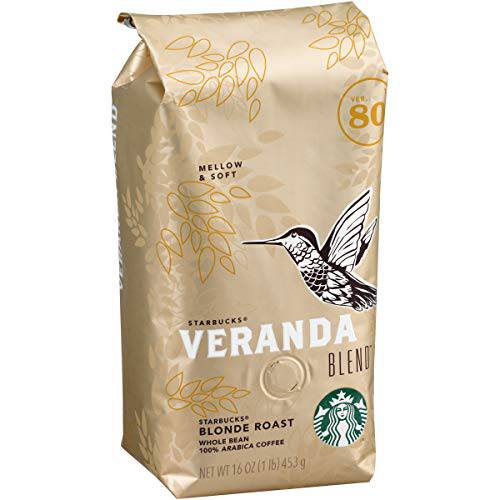 Starbucks Veranda Blend Whole Bean Coffee, 96 Oz, Pack of 6