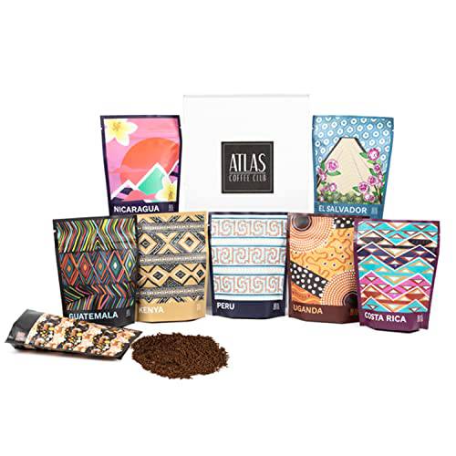 Atlas Coffee Club World of Coffee Sampler | Gourmet Coffee Gift Set | 8-Pack Variety Box of the World’s Best Single Origin Coffees | Freshly Ground Coffee | Perfect Holiday Gift for Coffee Lovers