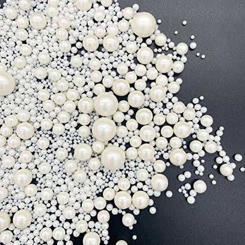 GEORLD Edible White Pearl Sugar Sprinkles Candy Mixing Size Baking Edible Cake Decorations Cupcake Toppers Cookie Decorating Celebrations Wedding Shower Party Chirstmas Supplies 120g/ 4.2oz