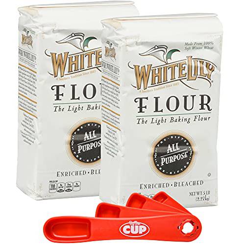 White Lily All Purpose Flour 5 lb Bag (Pack of 2) By The Cup Swivel Spoons