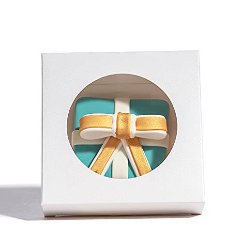 RomanticBaking 50 Pack Single Cookies Boxes 4 3/8 x 4 3/8 x 1 1/5 Bakery Boxes for Wedding Favors Party